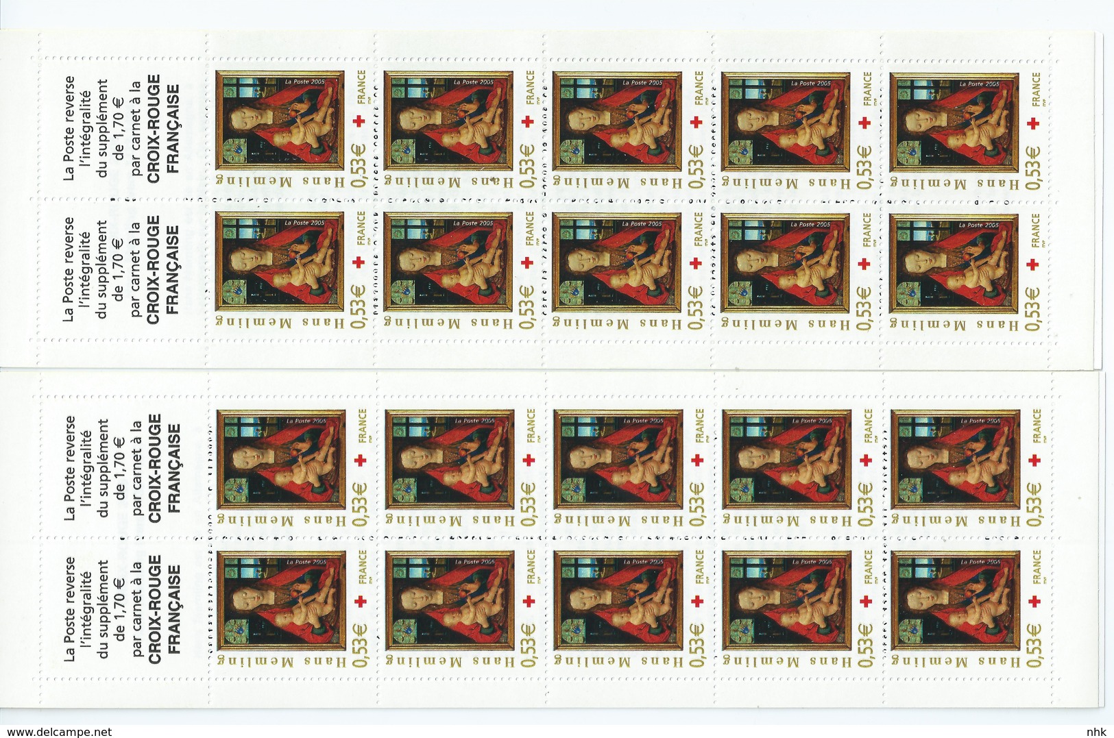 [17] Variété : Carnet N° 2054 Croix-rouge 2005 N°3840 Légende Doublée De Gris Et Tableau Dédoublé + Normal ** - Booklets