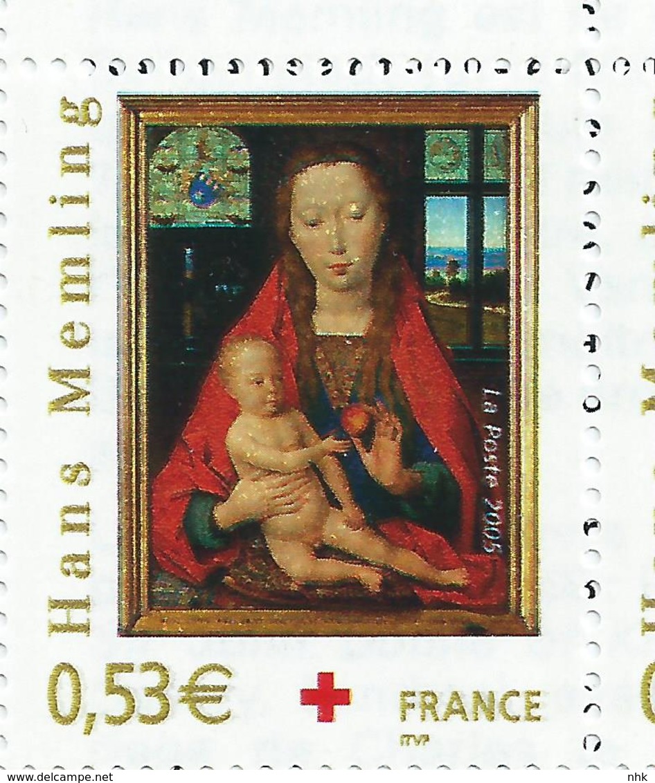 [17] Variété : Carnet N° 2054 Croix-rouge 2005 N°3840 Légende Doublée De Gris Et Tableau Dédoublé + Normal ** - Libretti