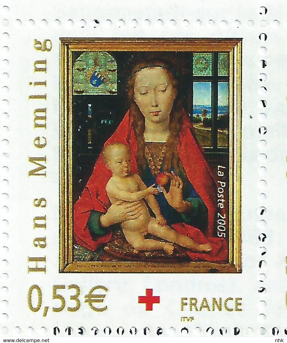 [17] Variété : Carnet N° 2054 Croix-rouge 2005 N°3840 Légende Doublée De Gris Et Tableau Dédoublé + Normal ** - Libretti