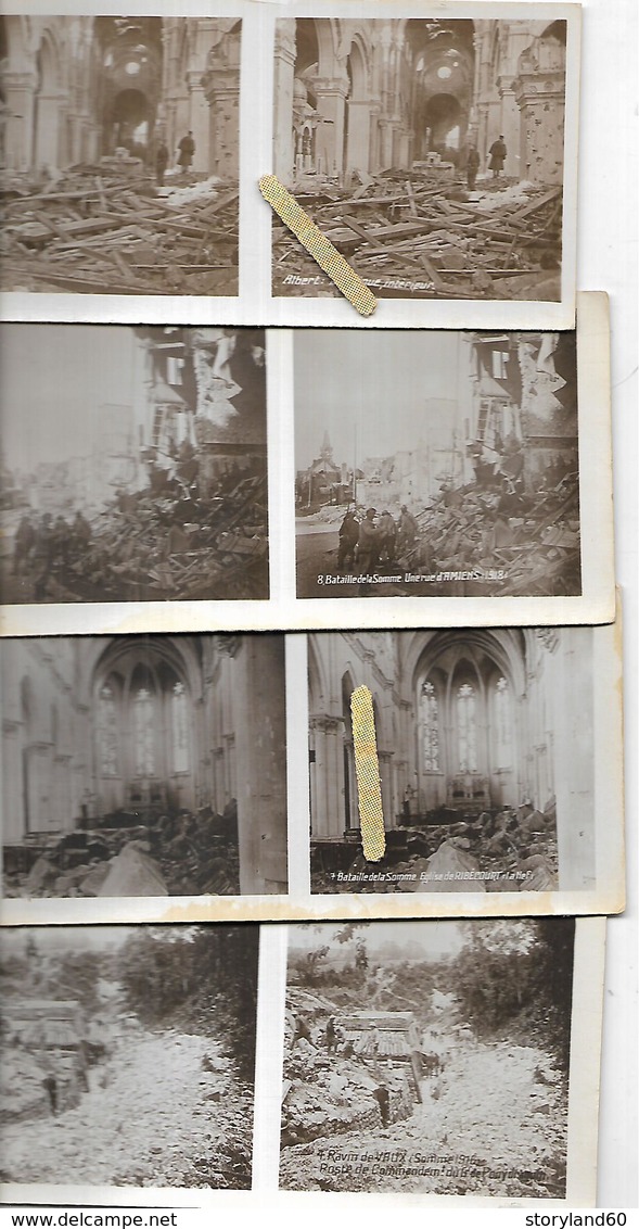 Guerre De 1914-1918 Lot Stéréotypes Relief Ruines Et Tranchées , Albert , Amiens , Ribécourt , Ravin De Vaux - Picardie