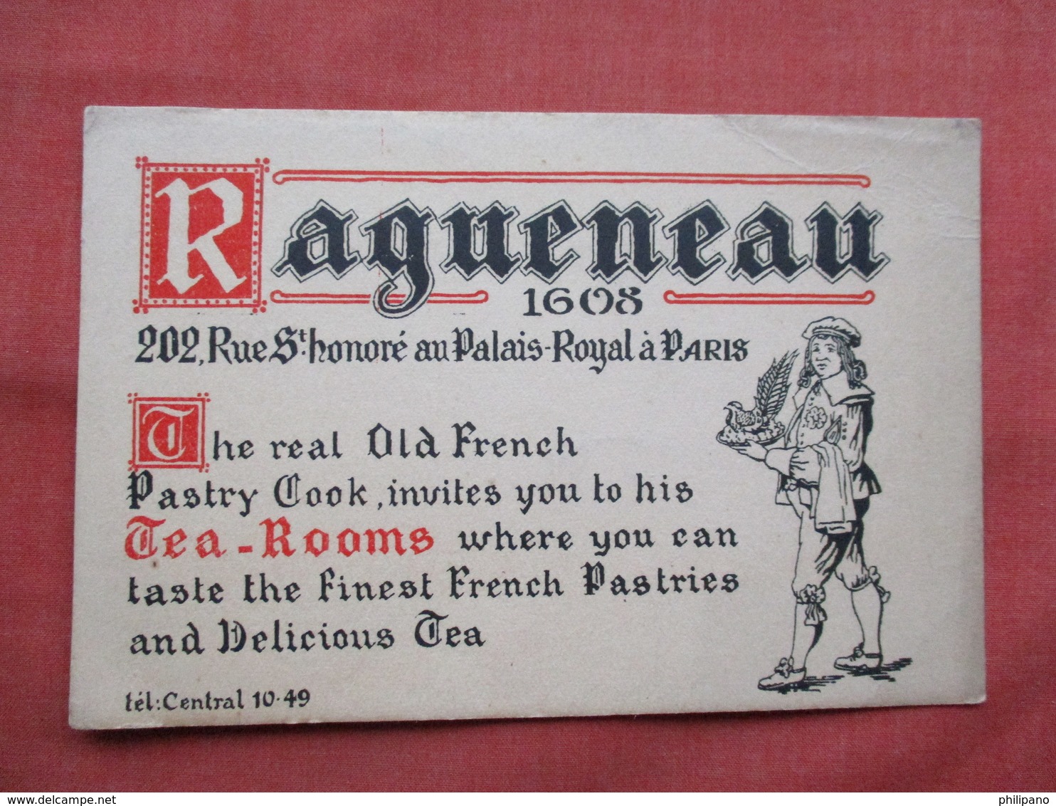 France > [75] Paris  Ragueneau French Pastry Cook     Ref  3481 - Pubs, Hotels, Restaurants