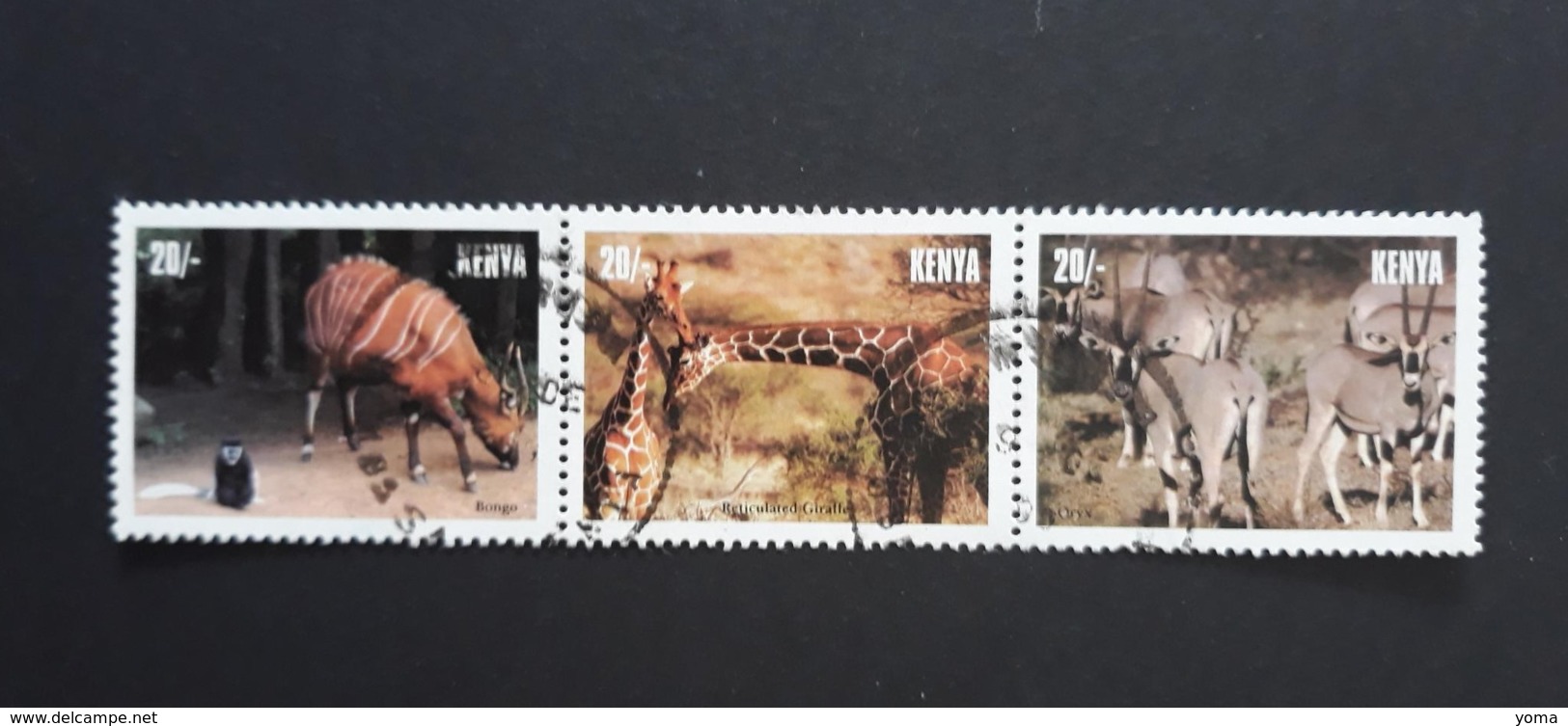 N° 660 à 662      Oryx  -  Girafe  -  Bongo  -  Tryptique Oblitéré - Kenya (1963-...)