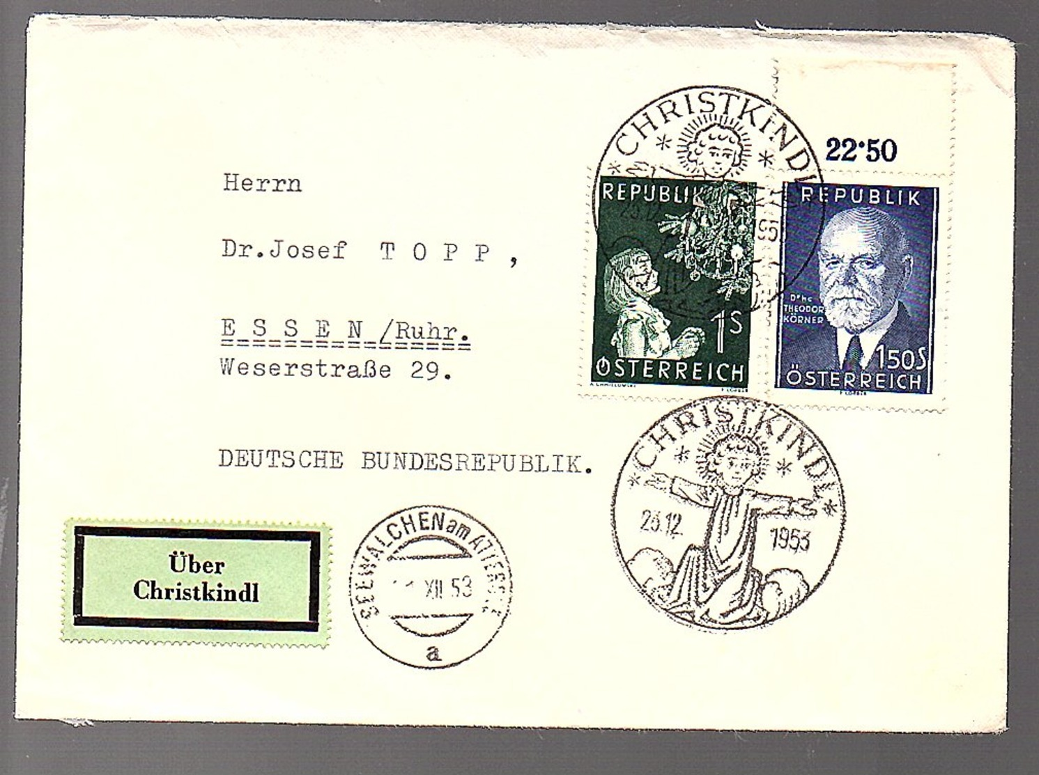 1953 CHRIISTKIND (537) - Briefe U. Dokumente