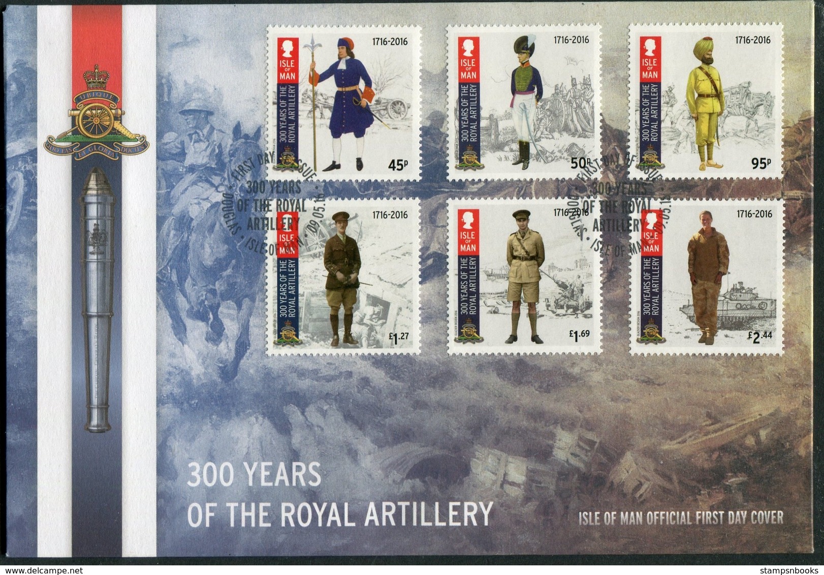 2016 Isle Of Man FDC / I.O.M. First Day Cover. Royal Artillery - Isle Of Man