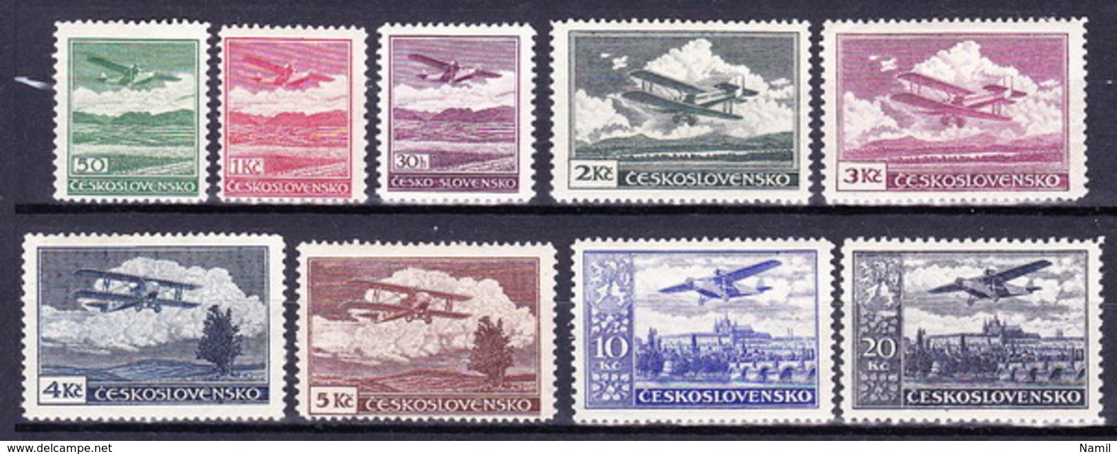 * Tchécoslovaquie 1930 Mi 303-10 (Yv PA 10-17), (MH) Trace De Charniere - Unused Stamps