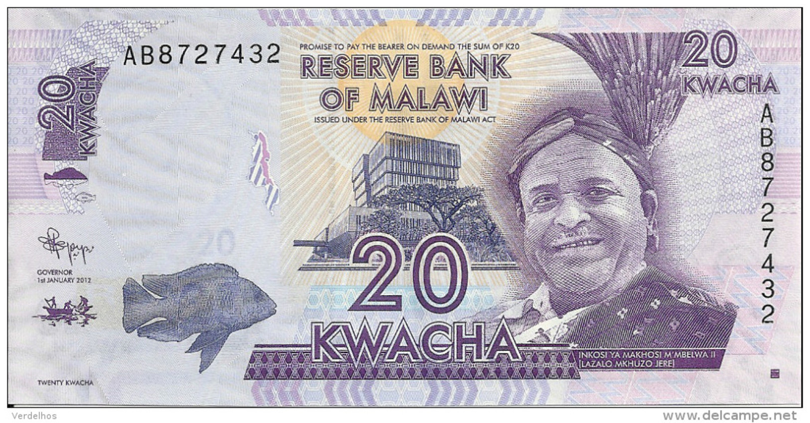 MALAWI 20 KWACHA 2012 UNC P 57 - Malawi