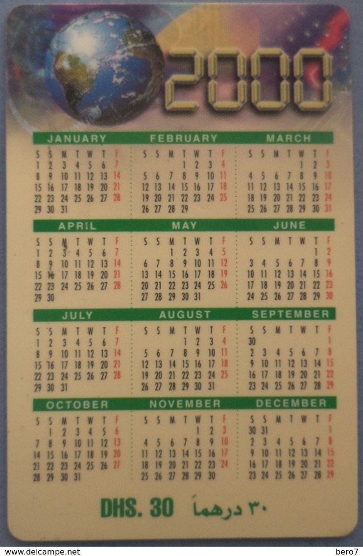 UAE United Arab Emirates "Calendar" 30 Dhs Year 2000 - Emirats Arabes Unis