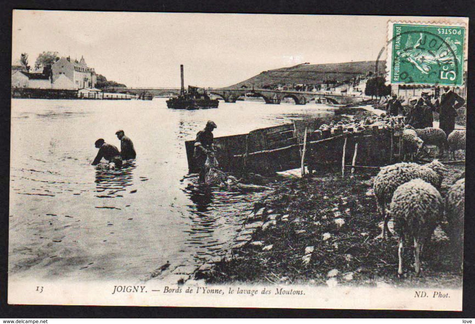 JOIGNY: Bon Plan Sur Le Lavage Des Moutons Dans La Rivière De L'Yonne (RARE Cliché Inhabituel) - Joigny