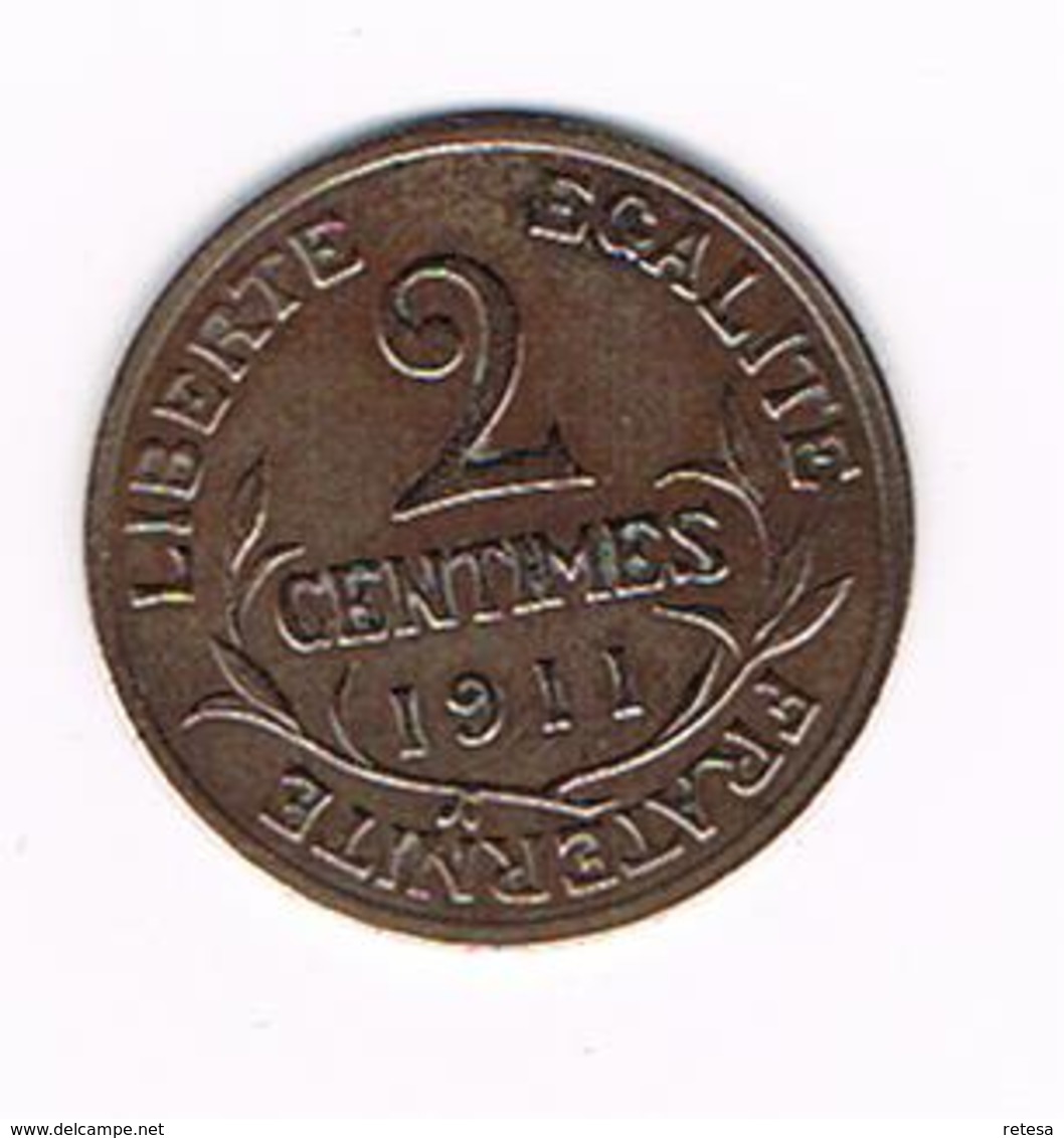 //  FRANKRIJK  2 CENTIMES   1911 - Andere & Zonder Classificatie