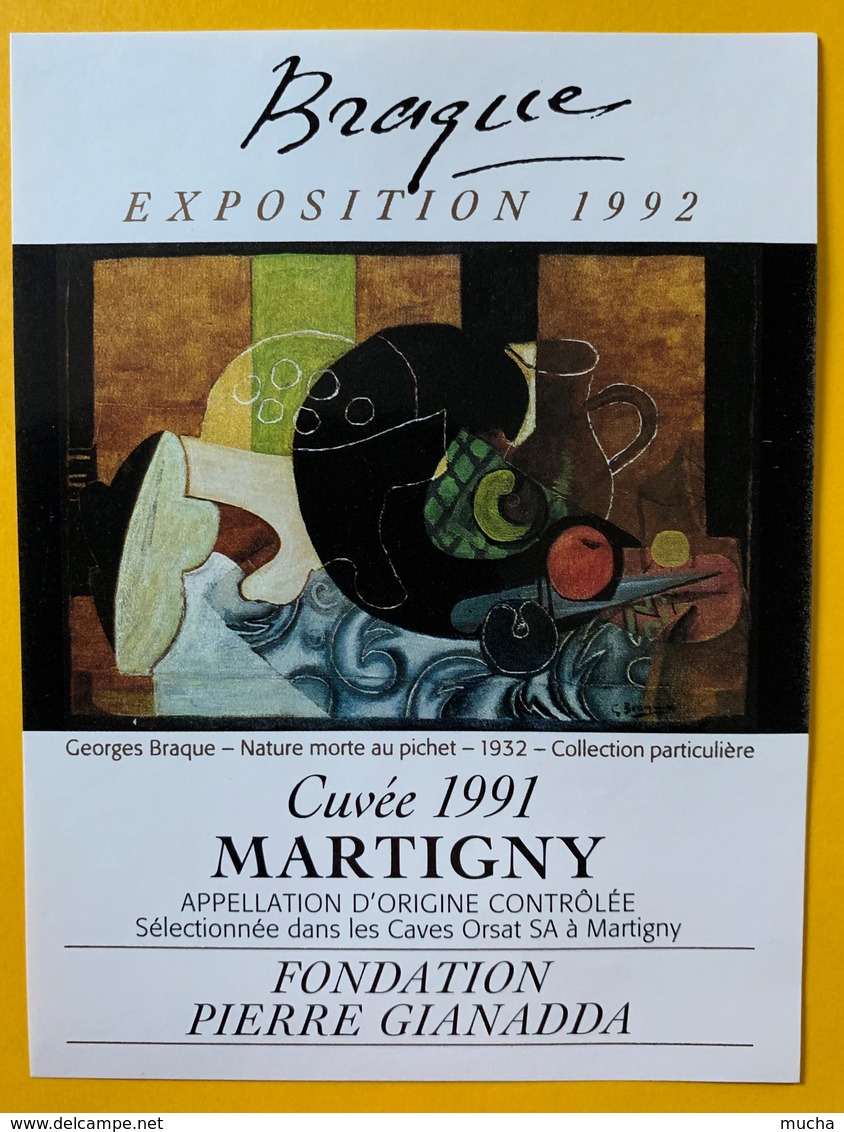 10940 - Georges Braque Exposition 1992 Fondation Pierre Gianadda 2 étiquettes Dôle & Fendant - Arte