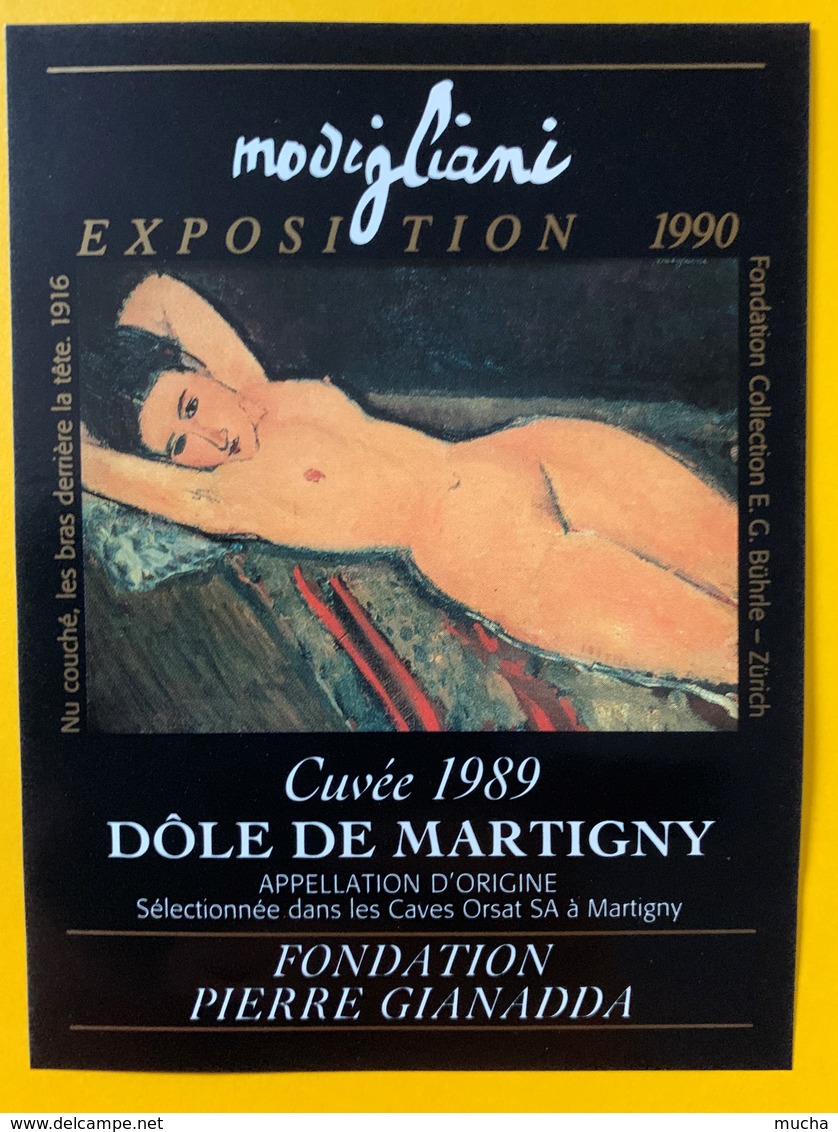 10942 - Modigliani Exposition 1990 Fondation Pierre Gianadda 2 étiquettes Dôle & Fendant - Art