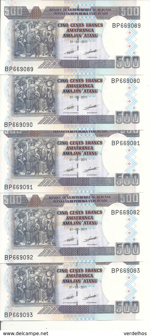 BURUNDI 500 FRANCS 2011 UNC P 45 ( 5 Billets ) - Burundi