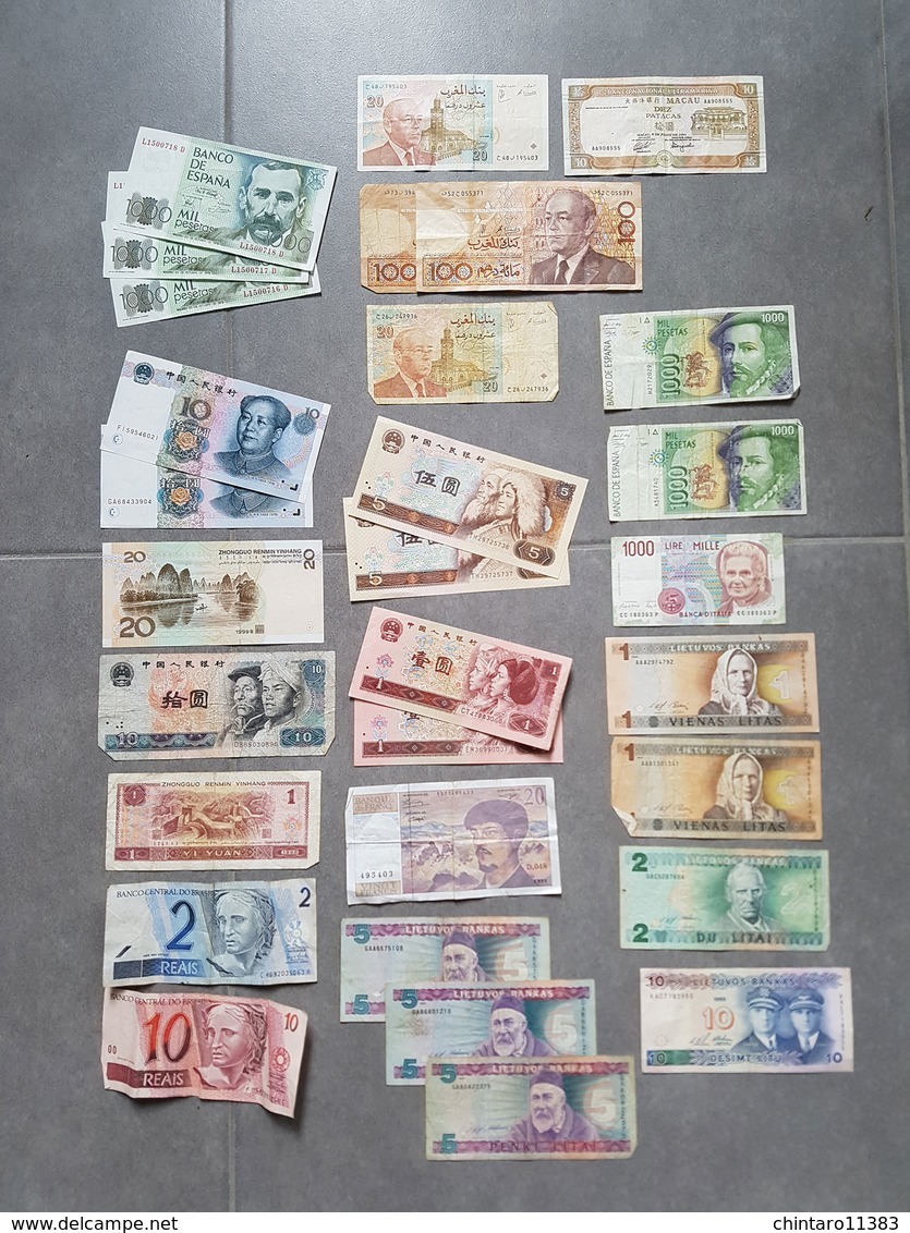 Lot De Billets Divers - Espagne/France/Brésil/Chine/Lituanie/Italie/Maroc - Autres - Europe