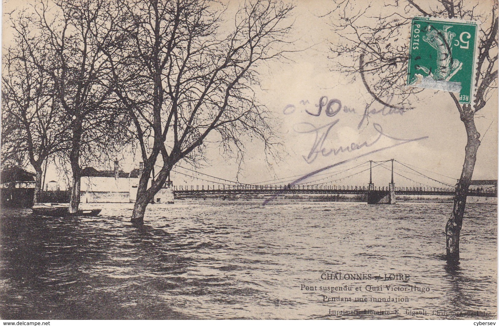 CHALONNES-sur-LOIRE - Pont Suspendu Pendant Une Inondation - Chalonnes Sur Loire