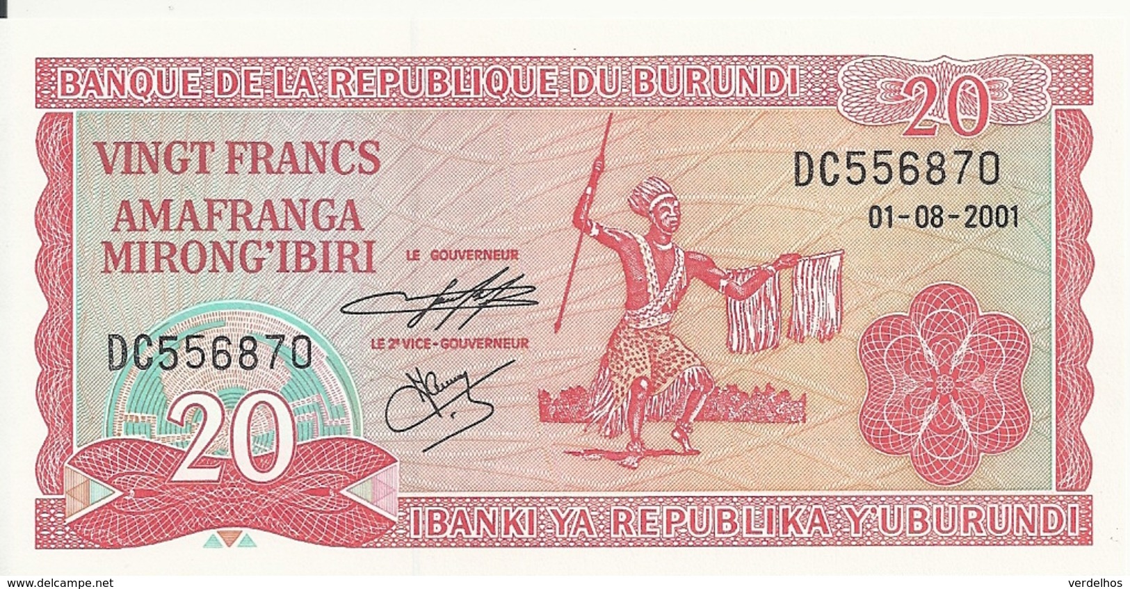 BURUNDI 20 FRANCS 2001 UNC P 27 D - Burundi