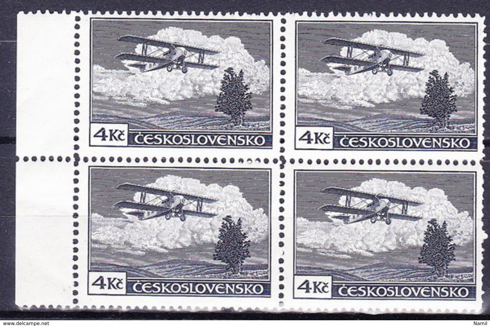 ** Tchécoslovaquie 1930 Mi 307 (Yv PA 14), (MNH) Type II, Bloc De 4 - Unused Stamps