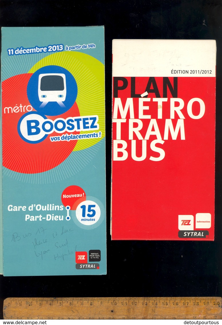 Carte Plan Metro Tram Bus TCL SYTRAL Lyon + Nouvelle Ligne Oullins 11 Decembre 2013 - Otros & Sin Clasificación