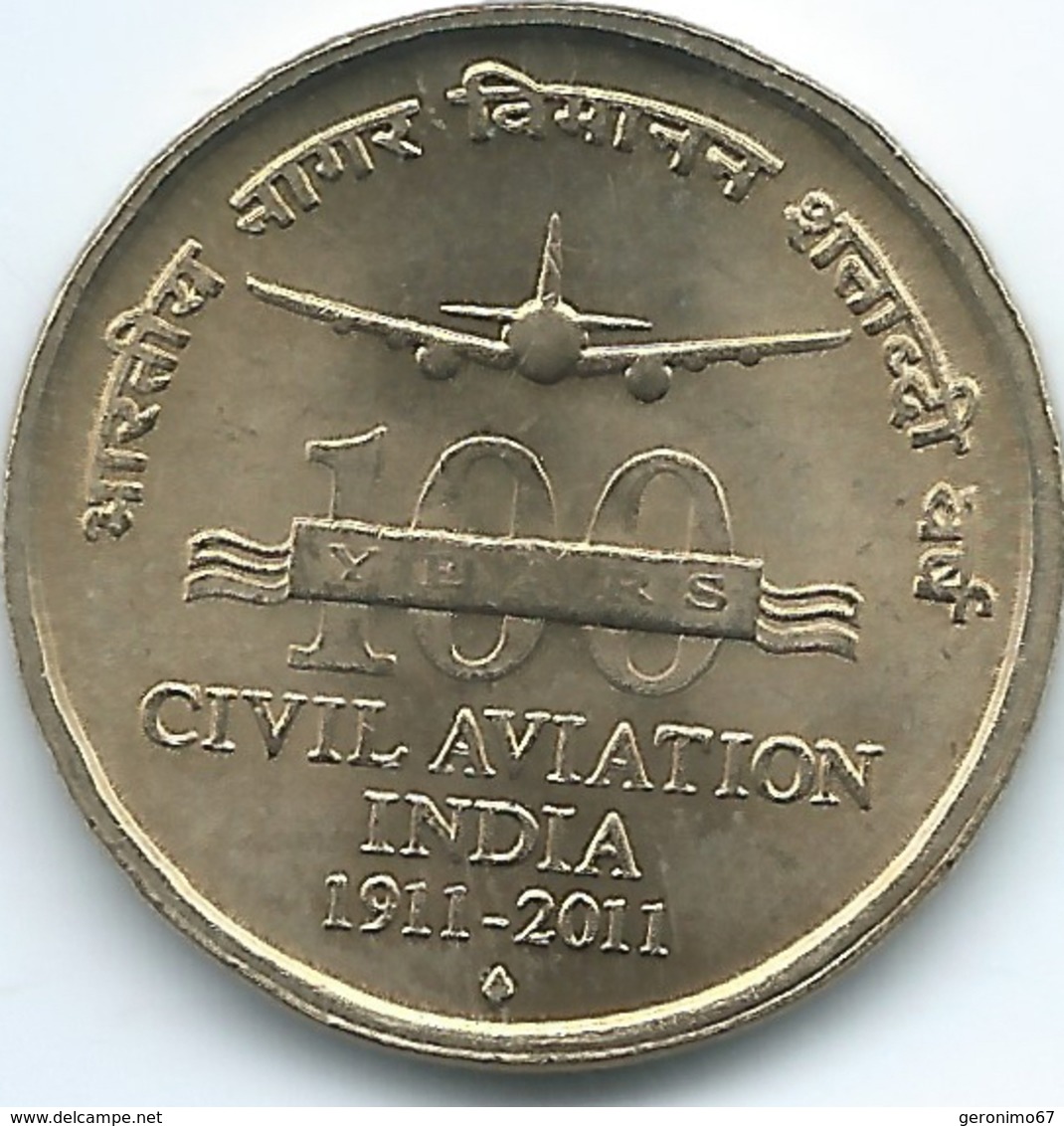 India - 5 Rupees - (2011) - Centenary Of Civil Aviation - KM397 - India