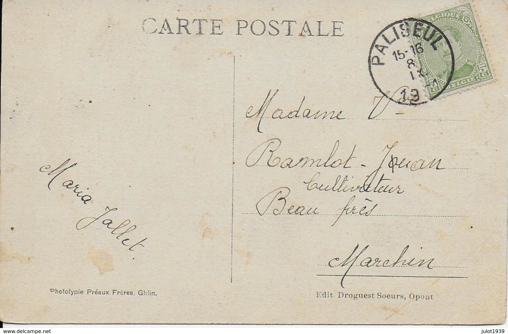 OPONT ..-- Rue De NAOME . 1901 Vers MARCHIN ( Mme Vve RAMLOT - JUAN ) . Voir Verso . - Paliseul