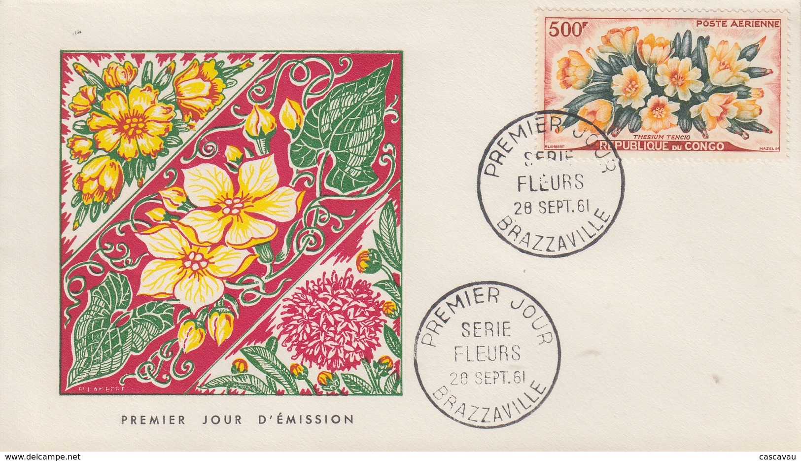 Enveloppe   FDC   1er    Jour    CONGO     Fleurs    1961 - FDC