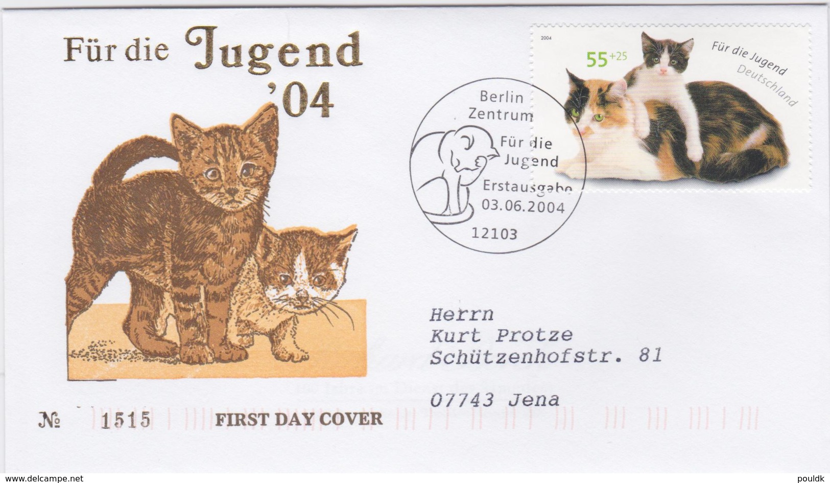 Germany FDC 2004 Cats - Für Die Jugend    (G55-50) - Hauskatzen