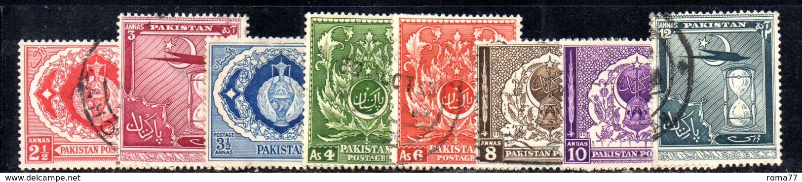 APR1731 - PAKISTAN 1951 , Indipendenza : Yvert N. 55/62  Usata  (2380A)  INDIPENDENZA - Pakistan