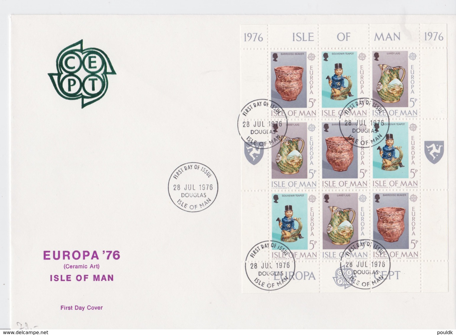 Isle Of Man 1976 FDC Europa CEPT Complete Sheet   (LAR-A32) - 1976