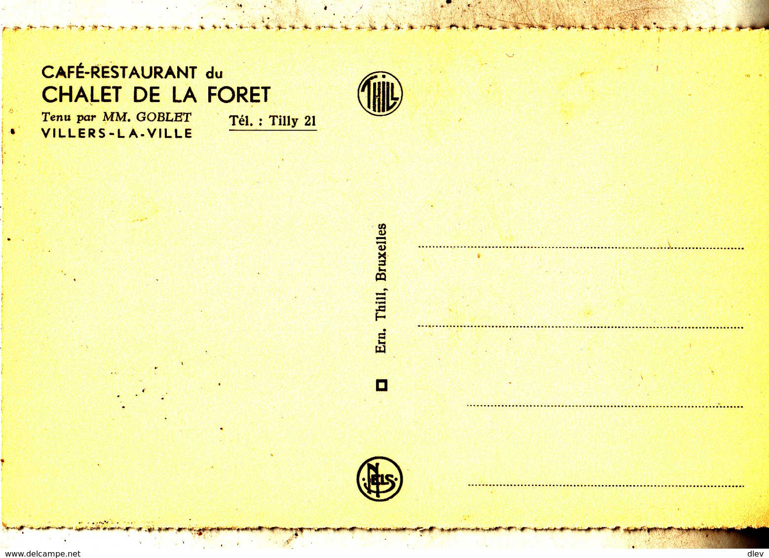 Café-Restaurant Du Chalet De La Forêt - Villers-la-Ville - Edit. Ern. Thill, Bruxelles - Carte D' Un Carnet - Hotels & Restaurants