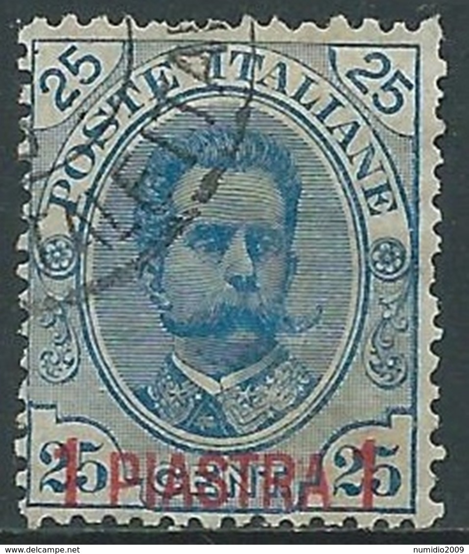 1900 LEVANTE LA CANEA USATO UMBERTO I 1 PI SU 25 CENT - RA14-3 - La Canea