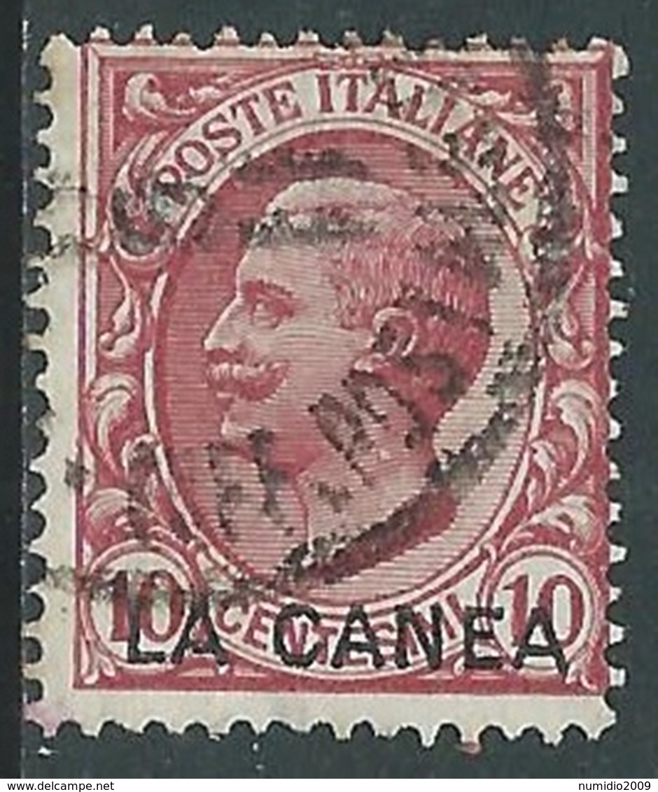 1907-12 LEVANTE LA CANEA USATO EFFIGIE 10 CENT ULTIME TIRATURE - RA14-4 - La Canea