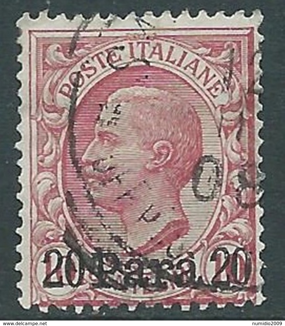 1907 LEVANTE ALBANIA USATO EFFIGIE 20 PA SU 10 CENT - RA14-6 - Albania