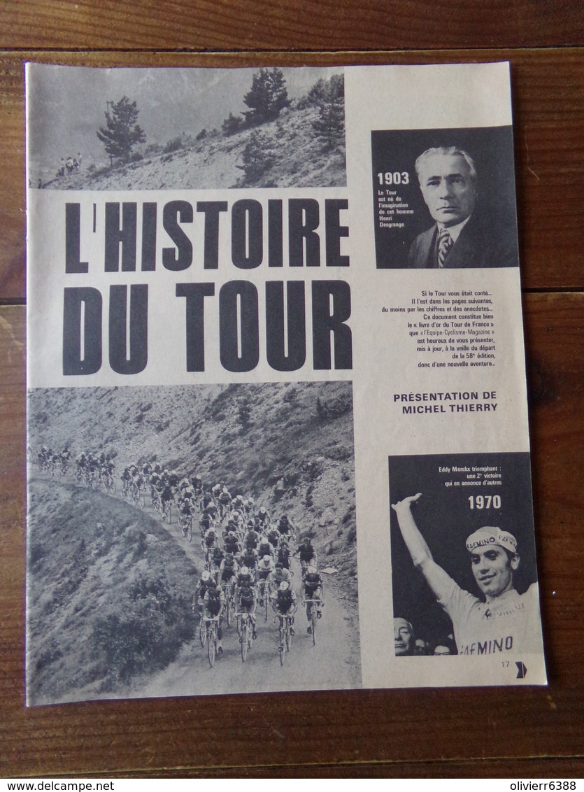 Ancien Journal L'histoire Du Tour De France 1903 1970 - Cyclisme