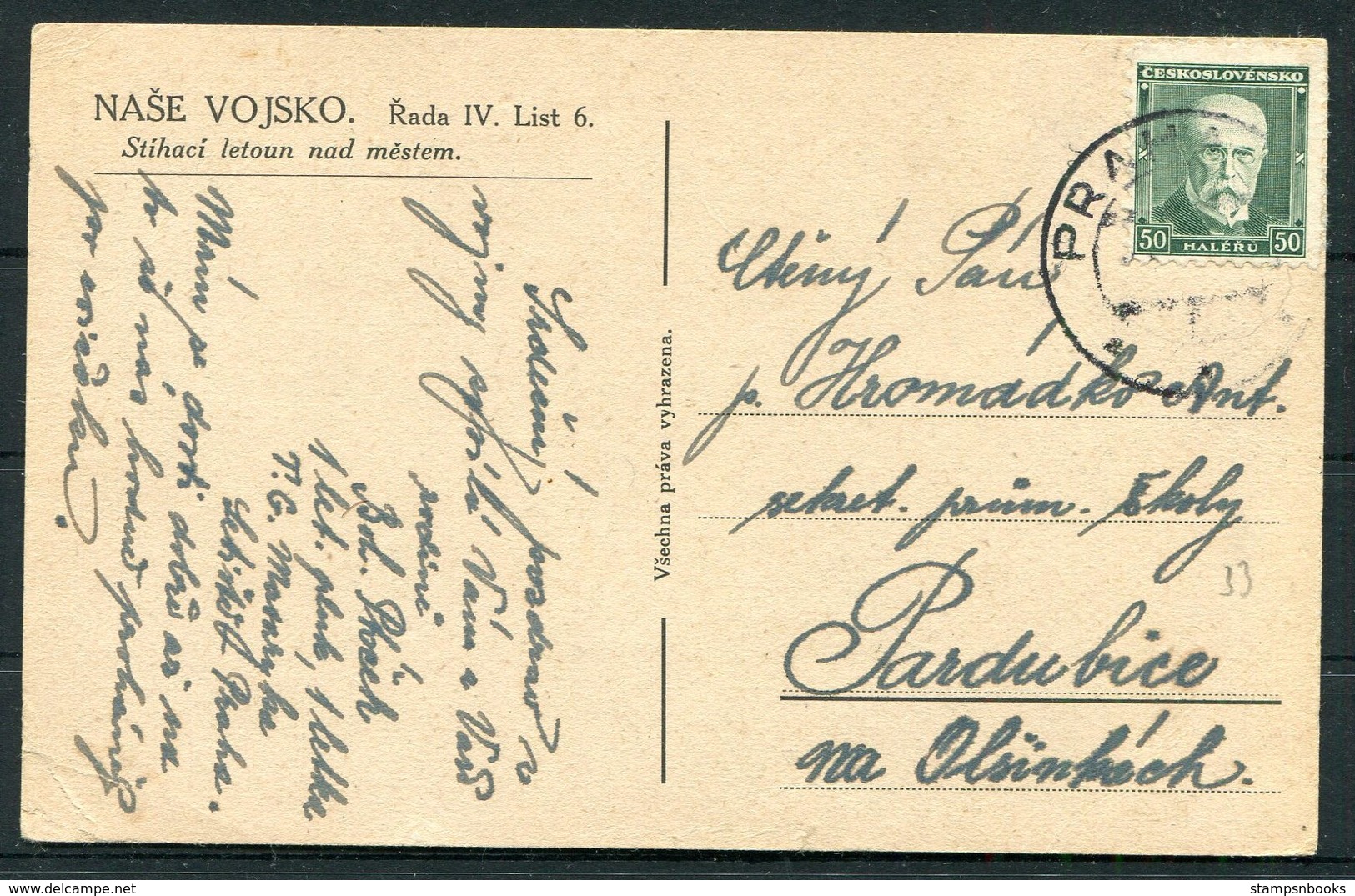 Czechoslovakia Nase Vojsko Flight Postcard, Praha - Covers & Documents