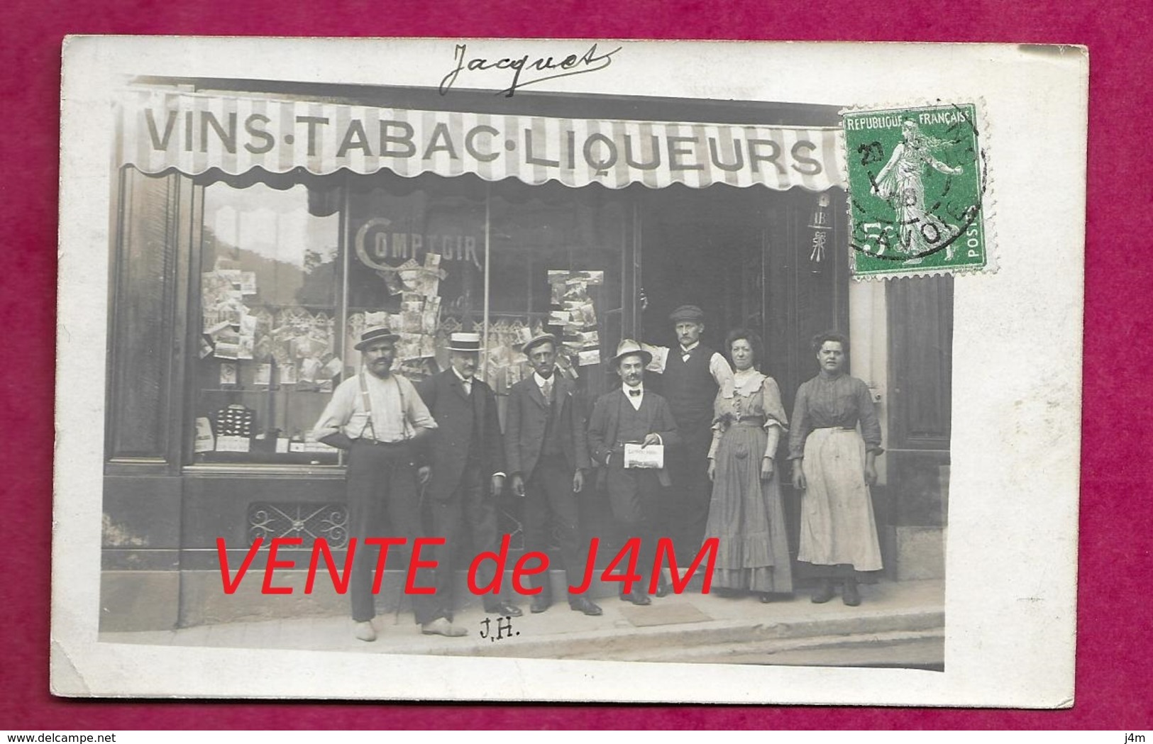 50/ MANCHE...Carte Postale Photo De SOURDEVAL. Magasin Vins, Tabacs, Liqueurs M. HUET Alexandre, Rue De Mortain..2 Scans - Autres & Non Classés