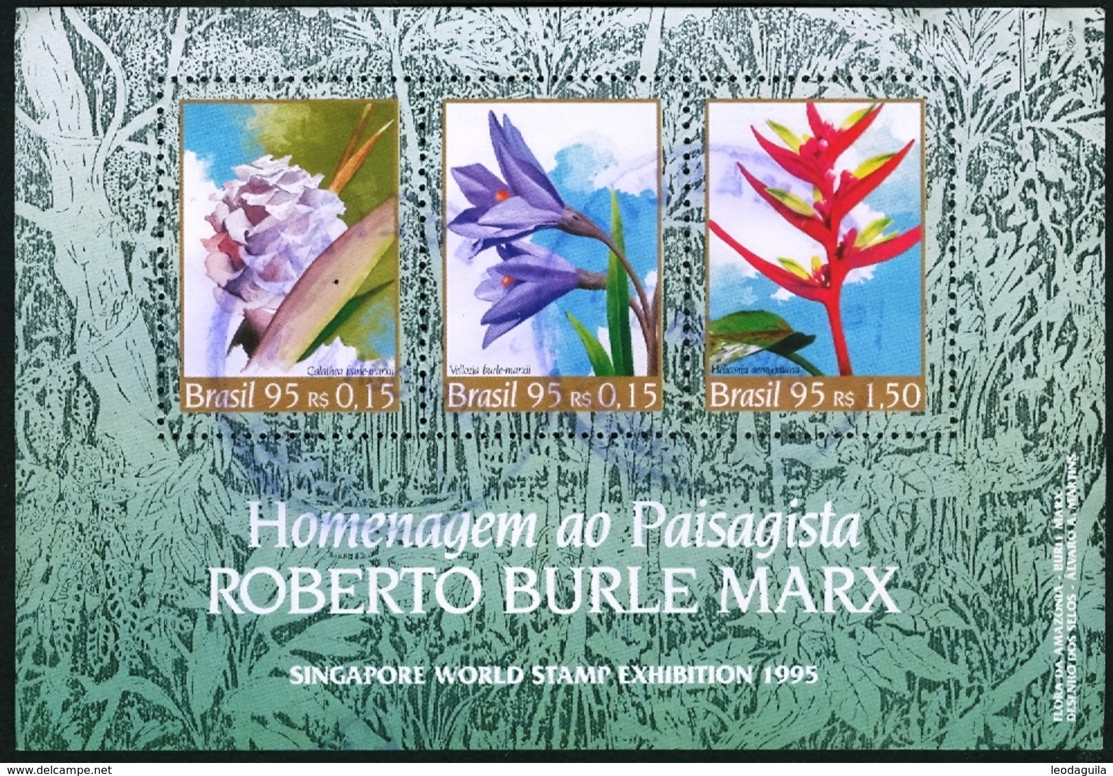 BRAZIL #2547 -  HOMMAGE TO BURLE MAX - SINGAPORE 95. INTERNATIONAL PHILATELIC EXHIBITION -1995  USED - Used Stamps
