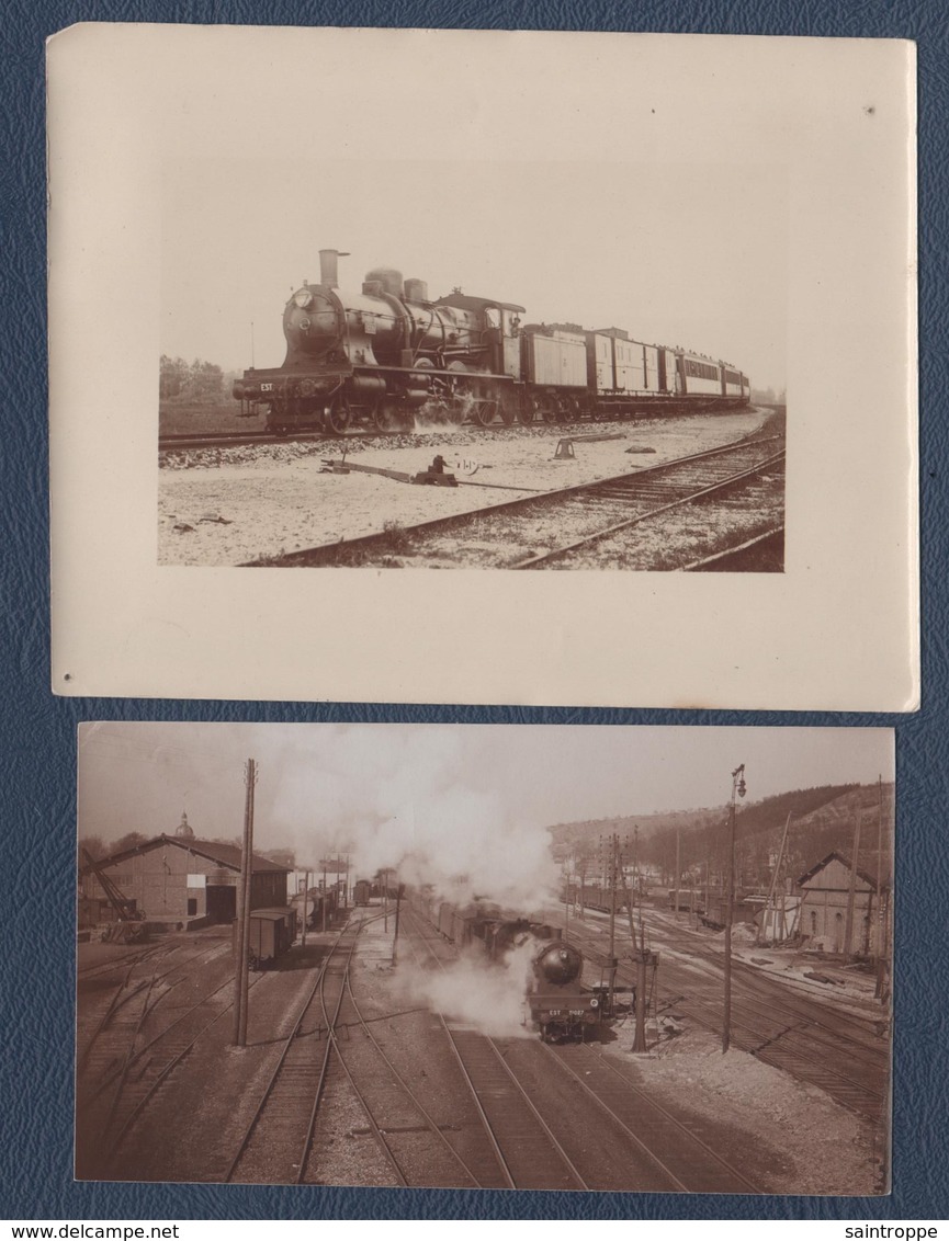 Lot De 2 Petites Photos.Train, Locomotive. - Trains