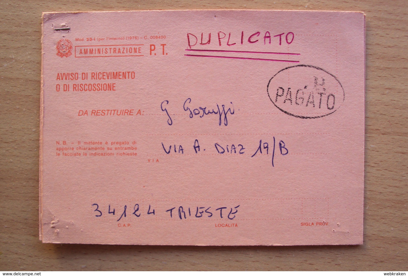 ITALIA REPUBBLICA 2 CARTOLINE RICEVUTA DI RITORNO UNA CON ANNULLO OVALE P. PAGATO INCONSUETO - 1946-60: Storia Postale