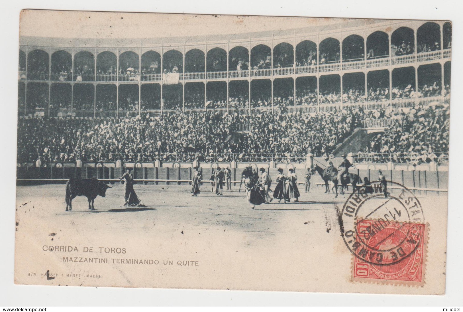 MF331 - CORRIDA DE TOROS - Mazzantini Terminando Un Quite - TAUROMACHIE - Edition : Hauser Y Menet - MADRID - 1902 - Stierkampf