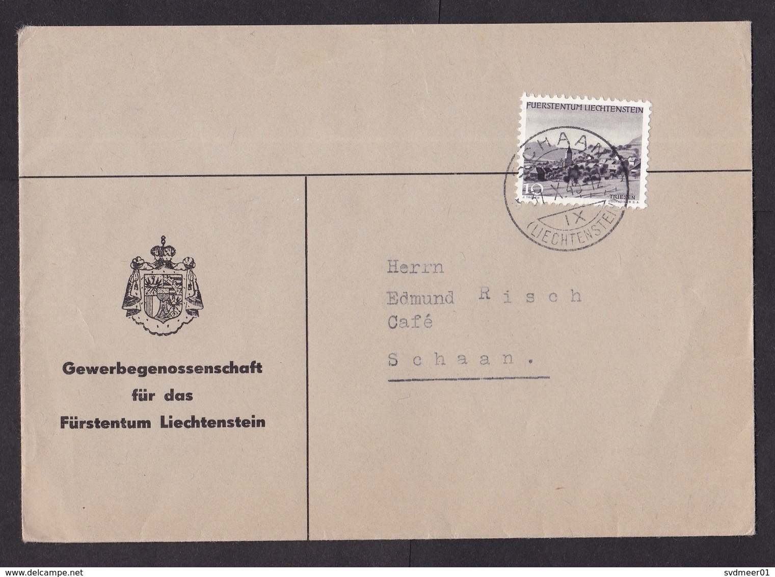 Liechtenstein: Cover, 1946, 1 Stamp, Cancel Schaan (pencil Writing At Back) - Brieven En Documenten