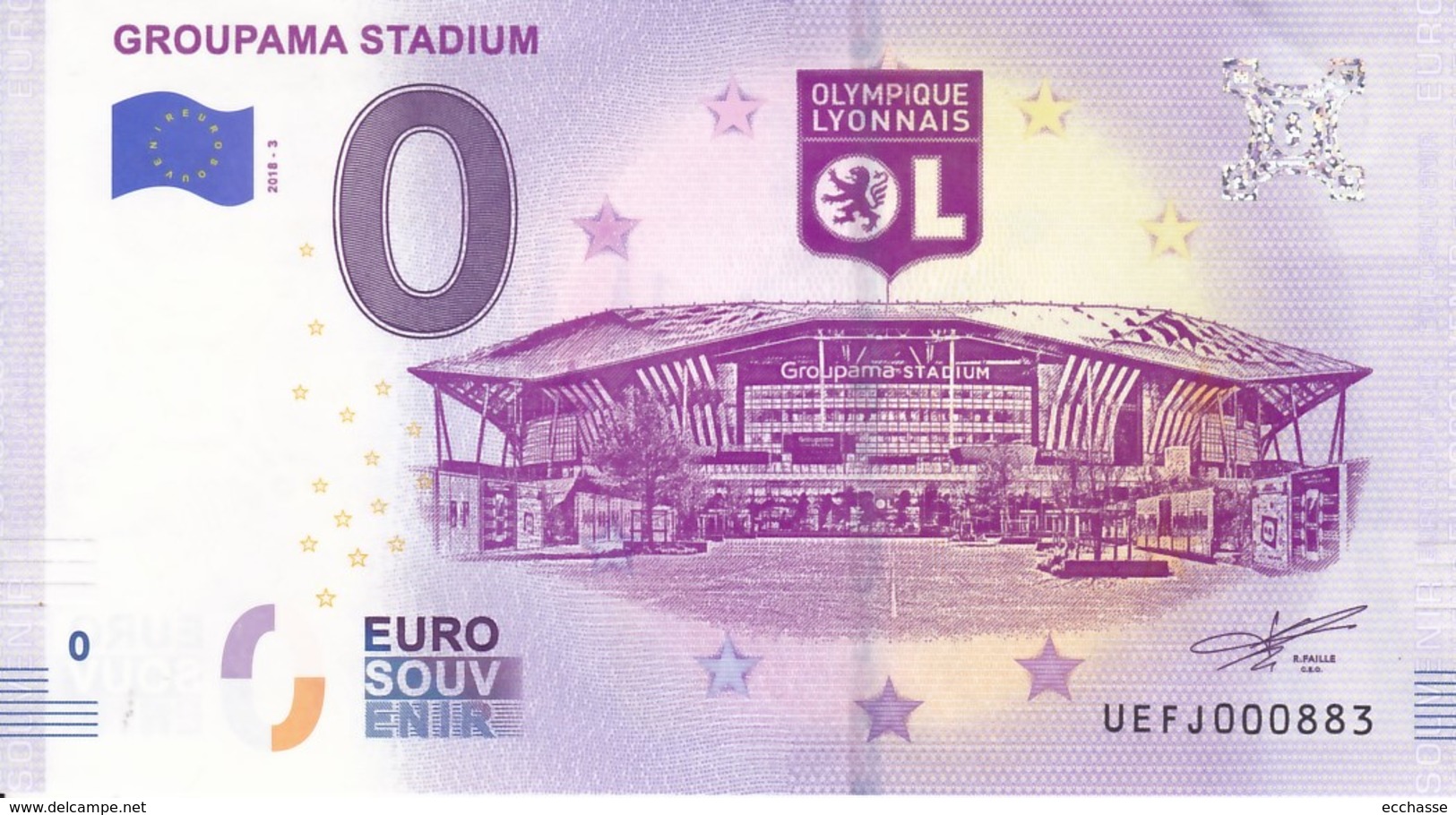 Billet Touristique 0 Euros Groupama Stadium Ol Olympique Lyonnais Stade UEFJ000883 - Specimen