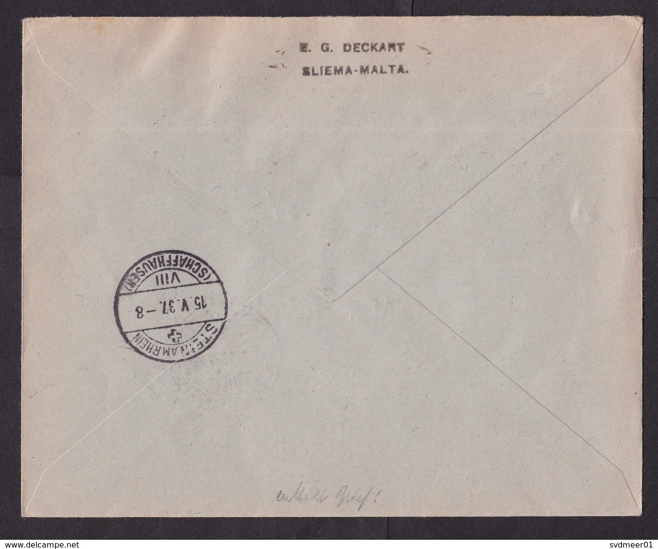 Malta: Cover To Switzerland, 1937, 3 Stamps, Coronation, Royalty, King (traces Of Use) - Malta (...-1964)