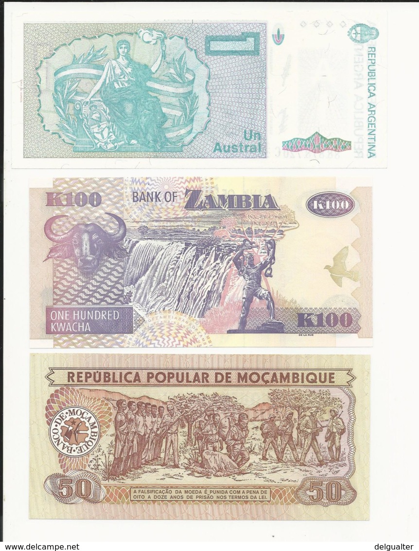 3 Banknotes - All UNC - Kilowaar - Bankbiljetten