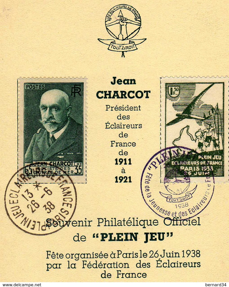 SCOUTISME ECLAIREURS DE FRANCE PLEIN JEU 26 JUIN 1938 JEAN CHARCOT - Scouting