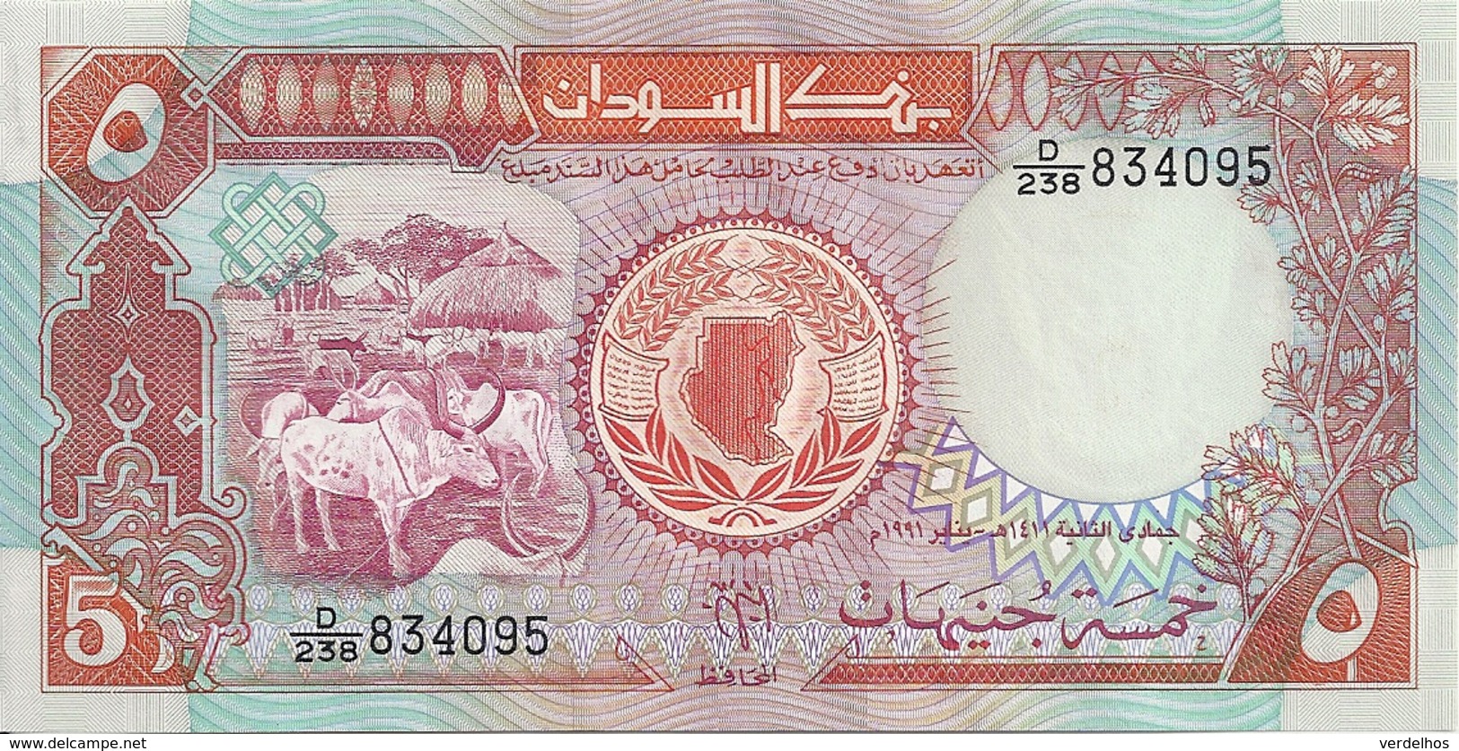 SOUDAN 5 POUNDS 1991 UNC P 45 - Sudan