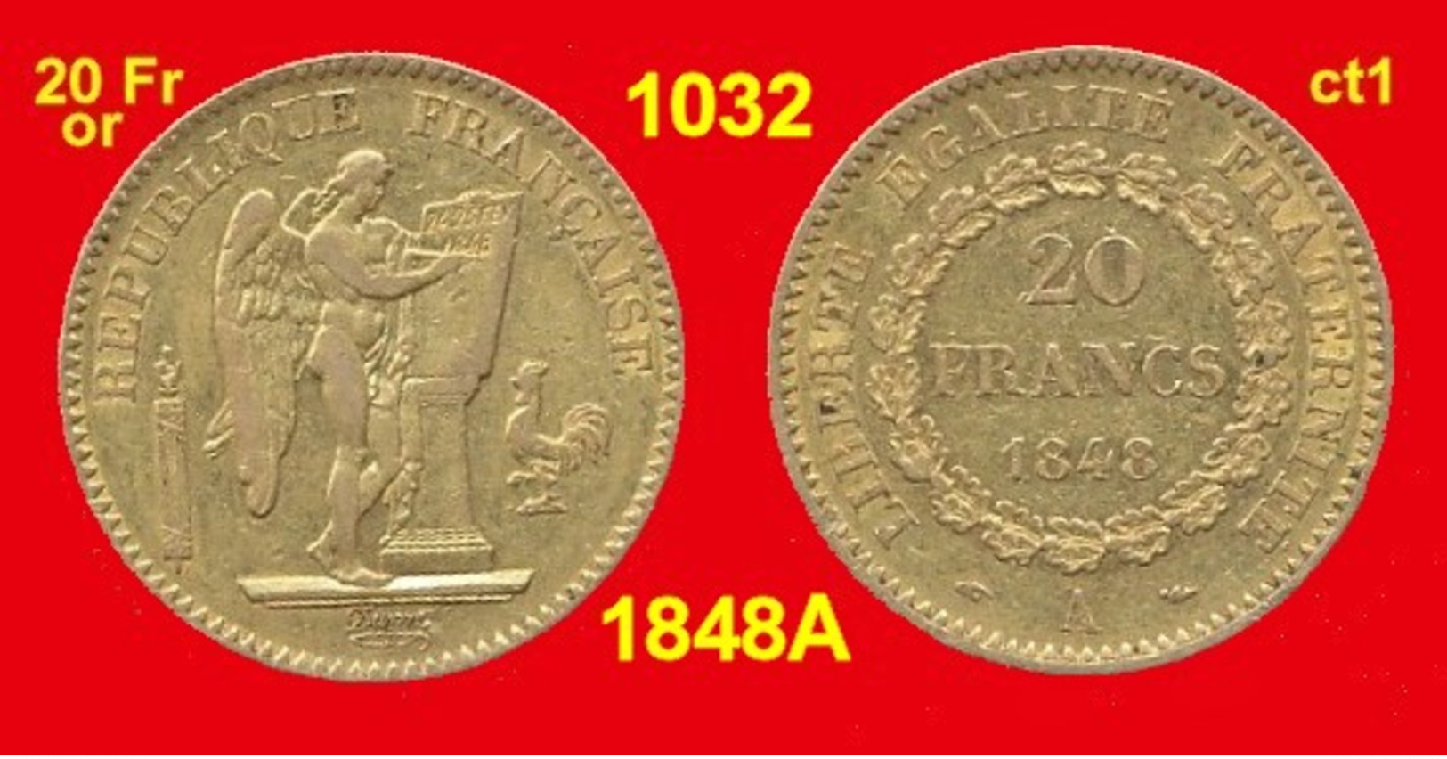 20 Francs Or France 1032 De 1848A TTB+ (ct1) Génie, 900 ‰ 6,45 Gr Tirage 1 543 091 - Otros & Sin Clasificación