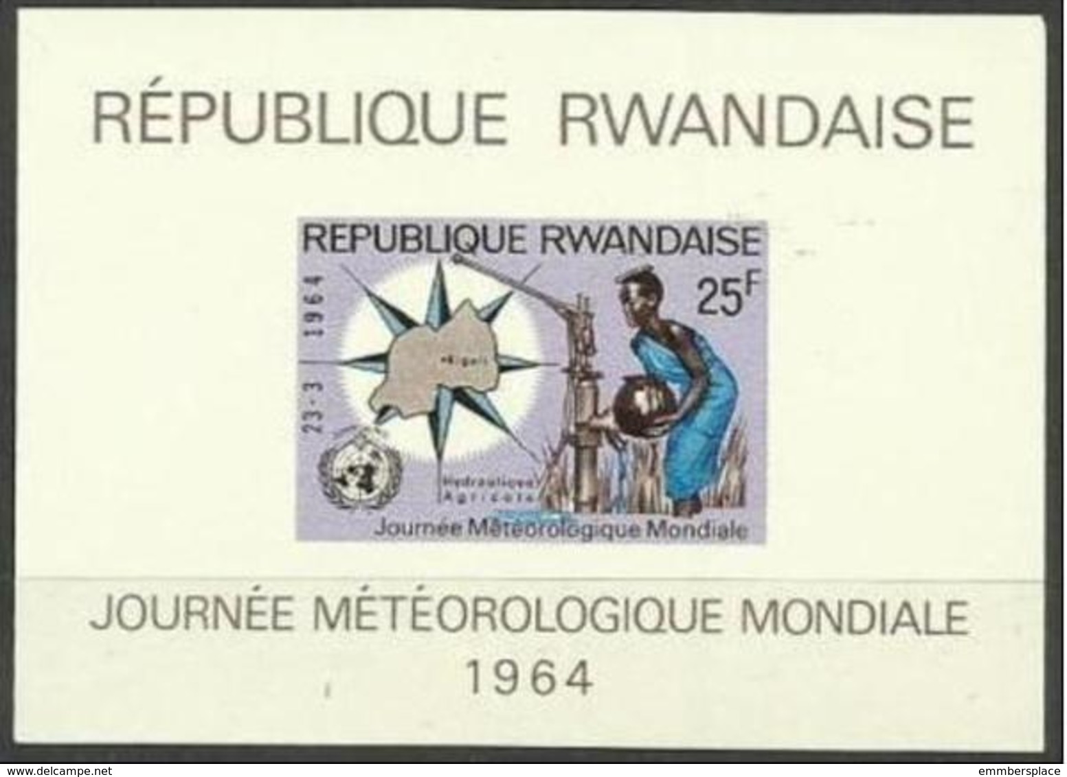 Rwanda - 1964  World Meteorological Day S/sheet MH *  Sc 54a - Unused Stamps