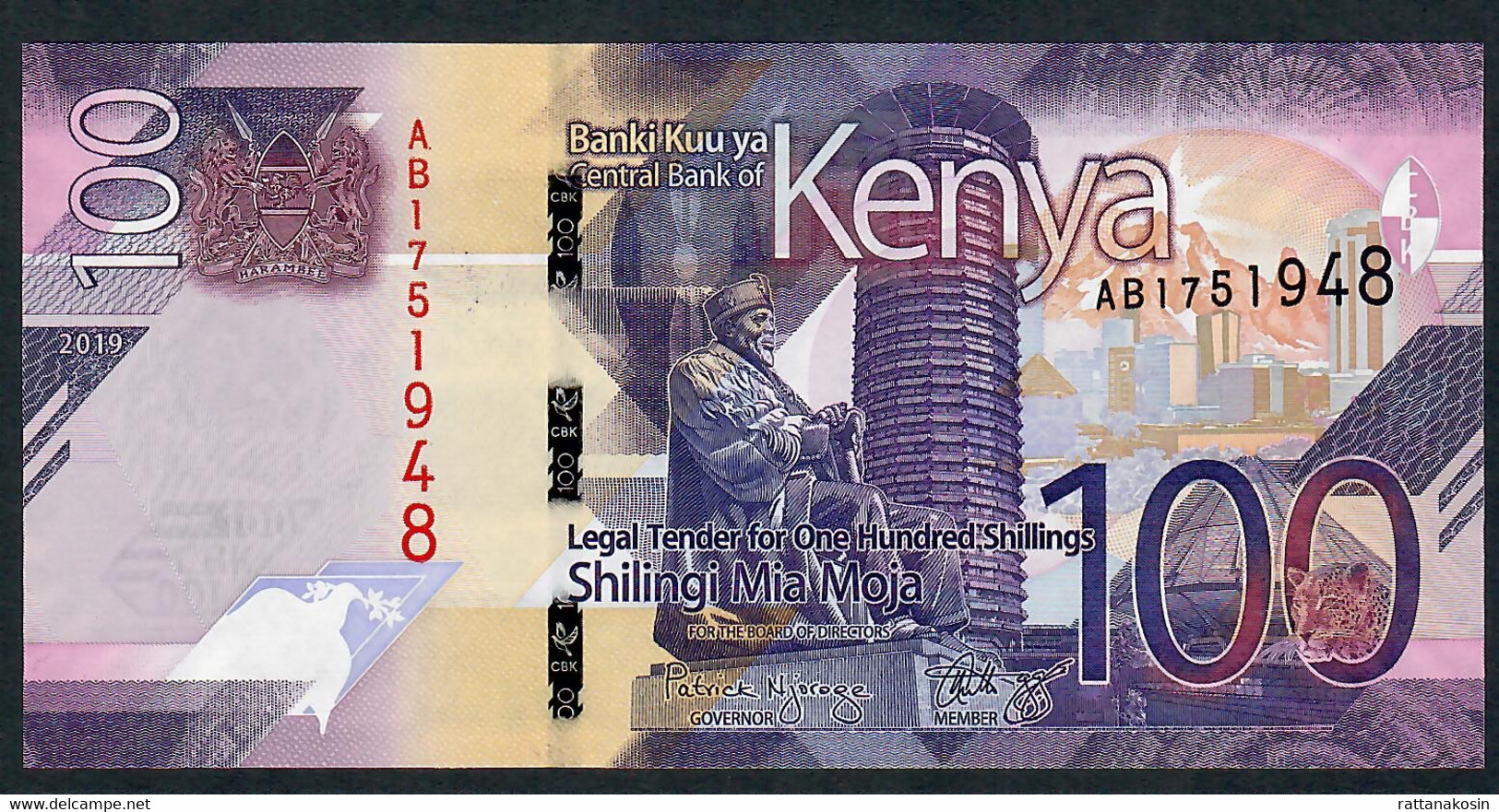 KENYA NLP 100 SHILLINGI 2019 #AB UNC. - Kenia