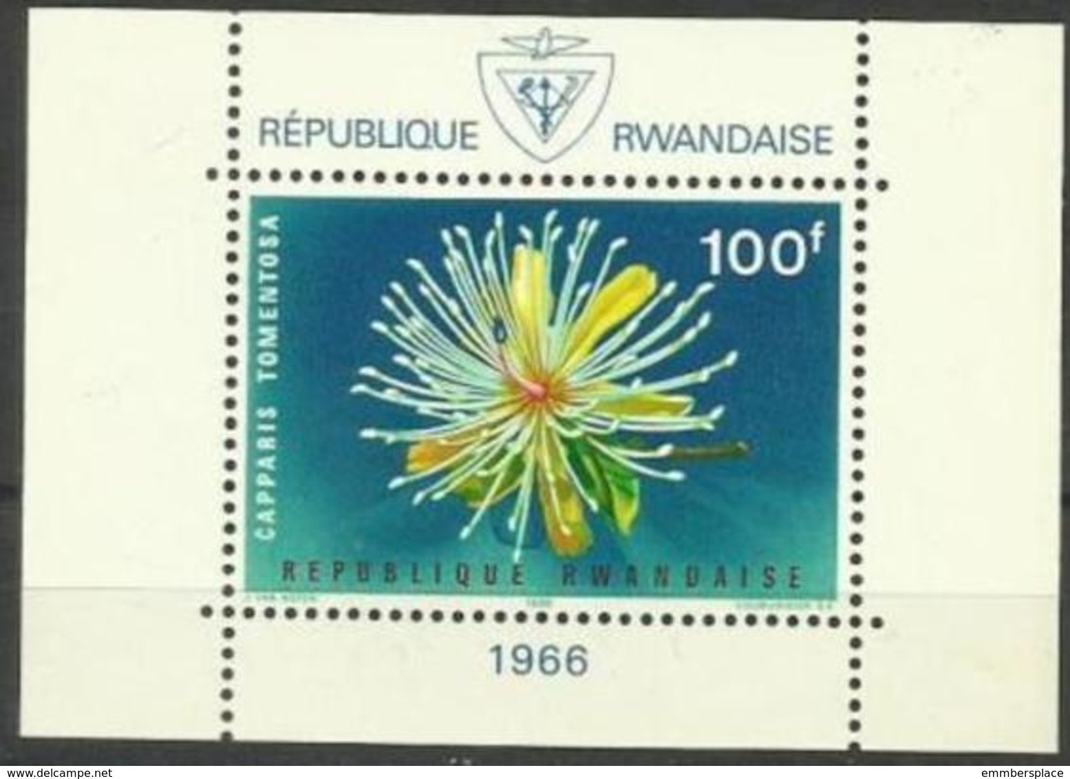 Rwanda - 1966 Flowers Souvenir Sheet MLH *  Sc 160a - Unused Stamps