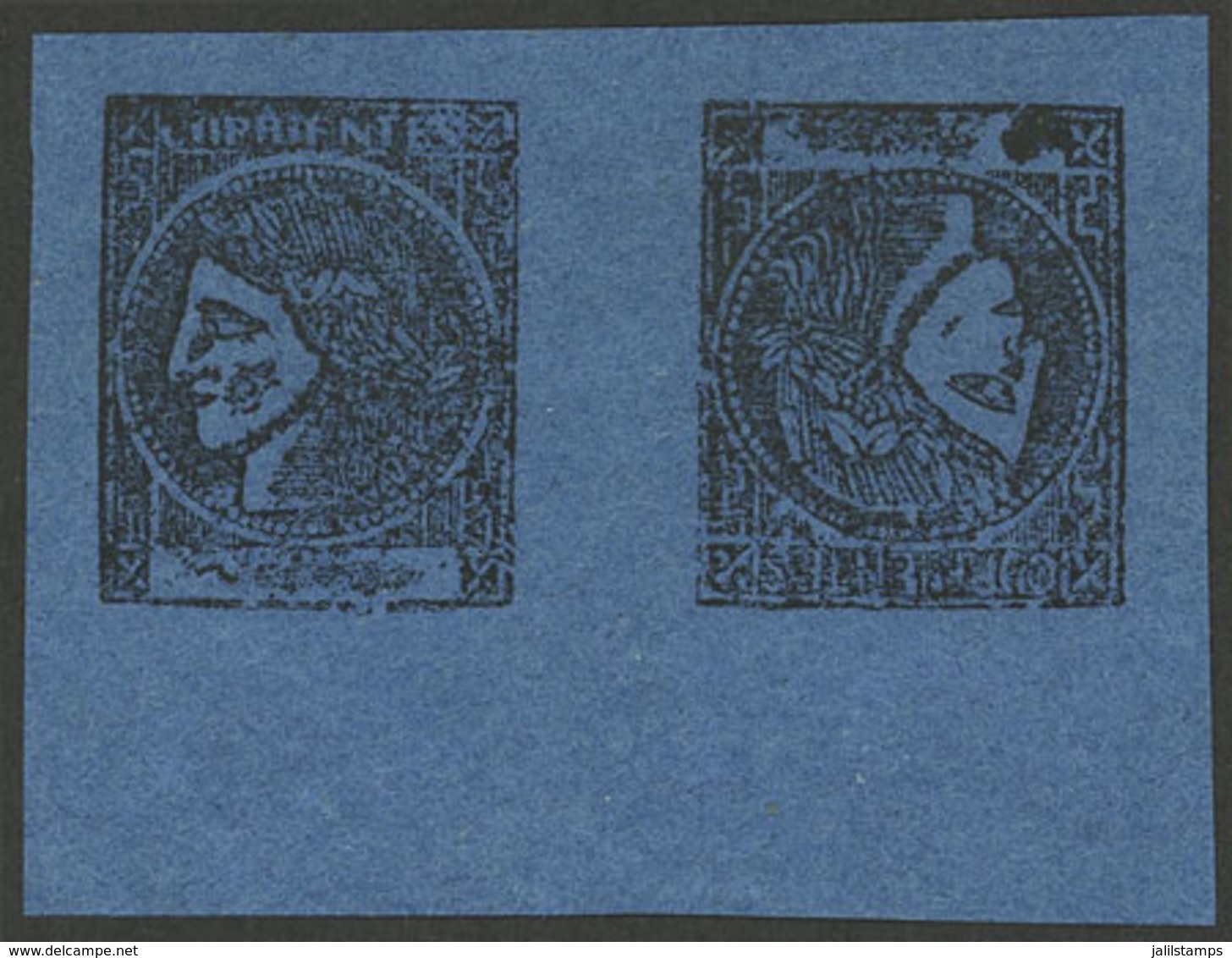 ARGENTINA: GJ.7T, 3c. Dark Blue, Tete-beche Pair, Types 8 And 4, Unused, Without Gum, VF - Corrientes (1856-1880)