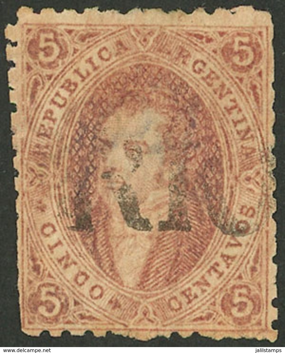 ARGENTINA: GJ.20, 5c. Coffee, 3rd Printing, Clear Impression, With FRANCA Cancel, VF - Used Stamps